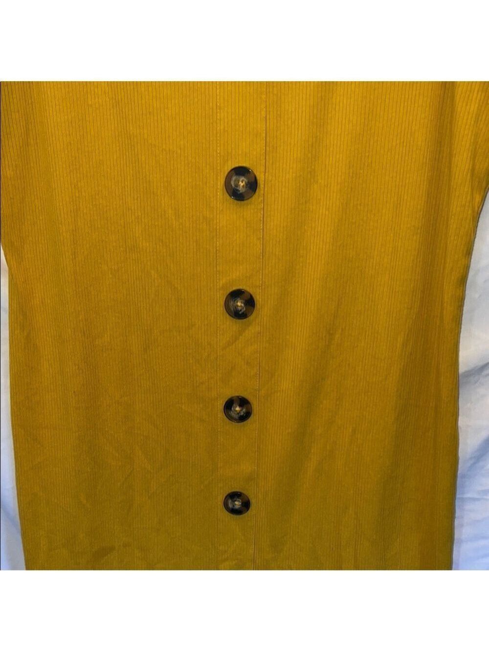 Derek Heart Mustard Midi Dress with Buttons, Plus Size 3X - Picture 5 of 11